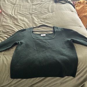 Dark green square neck sweater